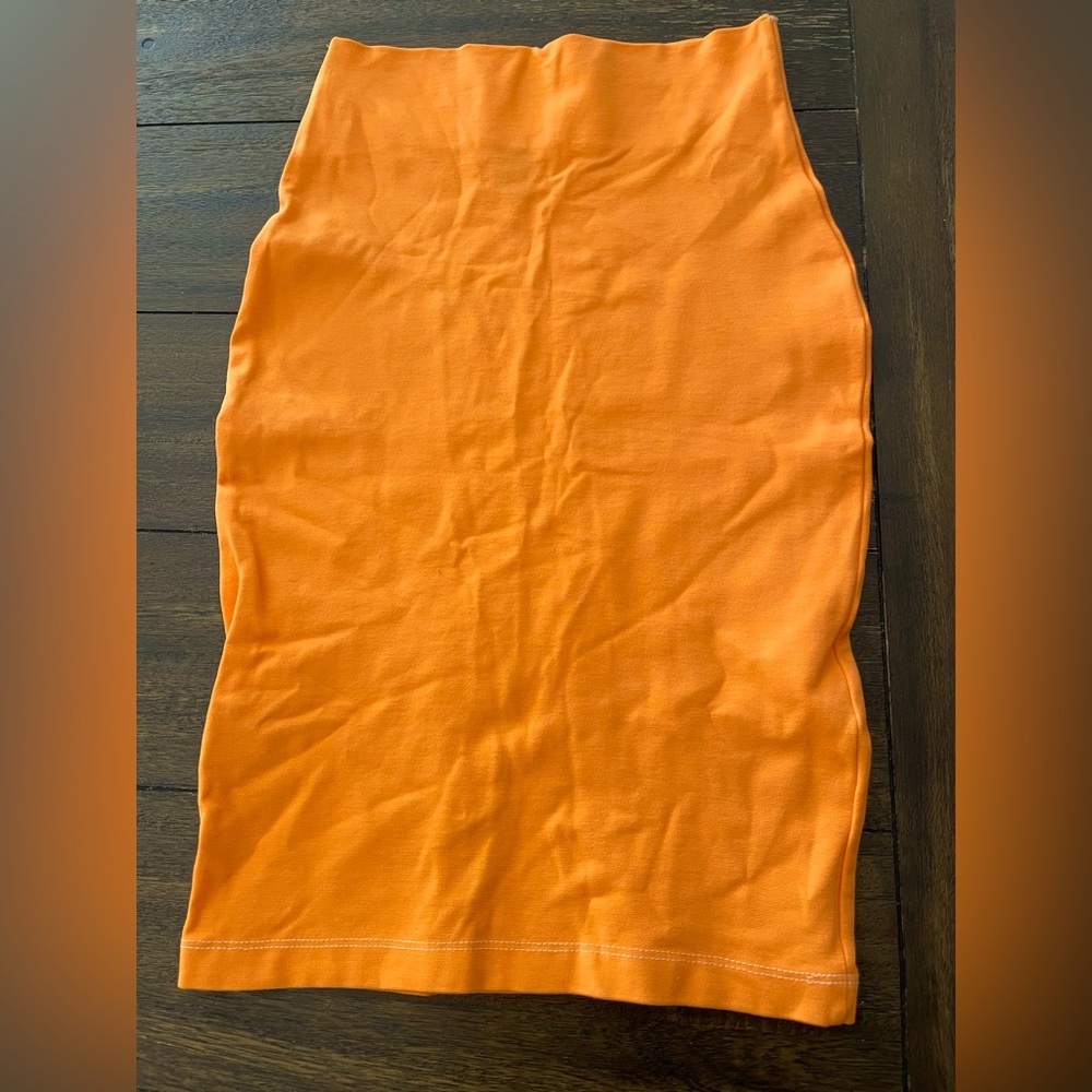 Windsor Orange midi pencil skirt bright xs wiggle stretchy knee length bodycon